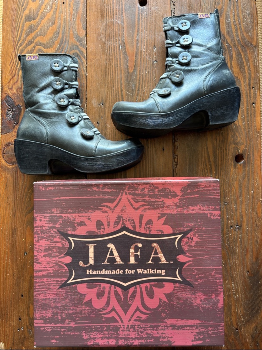 JAFA Dark Grey Button-Up Platform Ankle Boots for Women